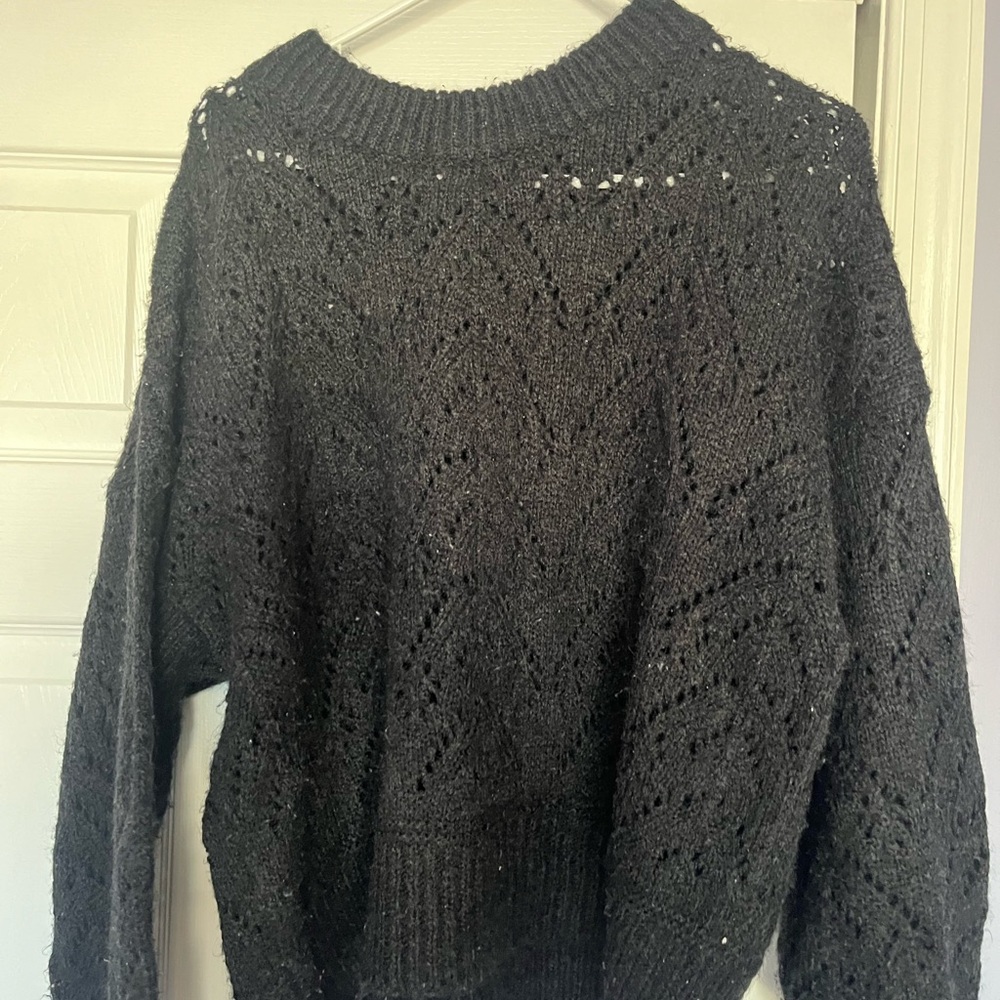 Black Pointelle Sweater